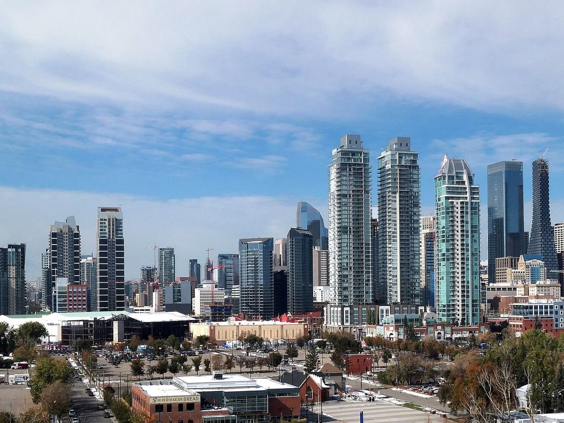 Calgary skyline with the downtown residential towers TrashGo serves